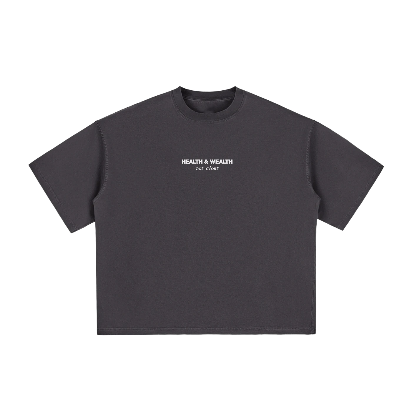 Health & Wealth Not Clout Vintage Washed Boxy T-Shirt